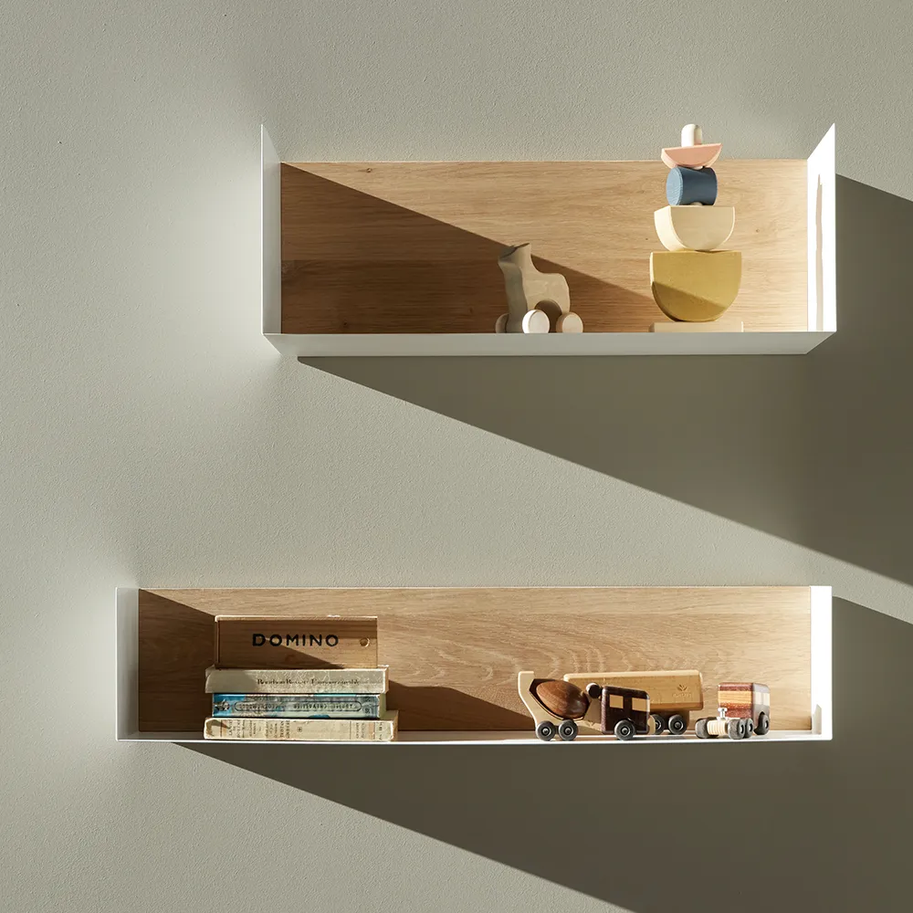  U shelf 70x15 cm tammi/valkoinen metalli