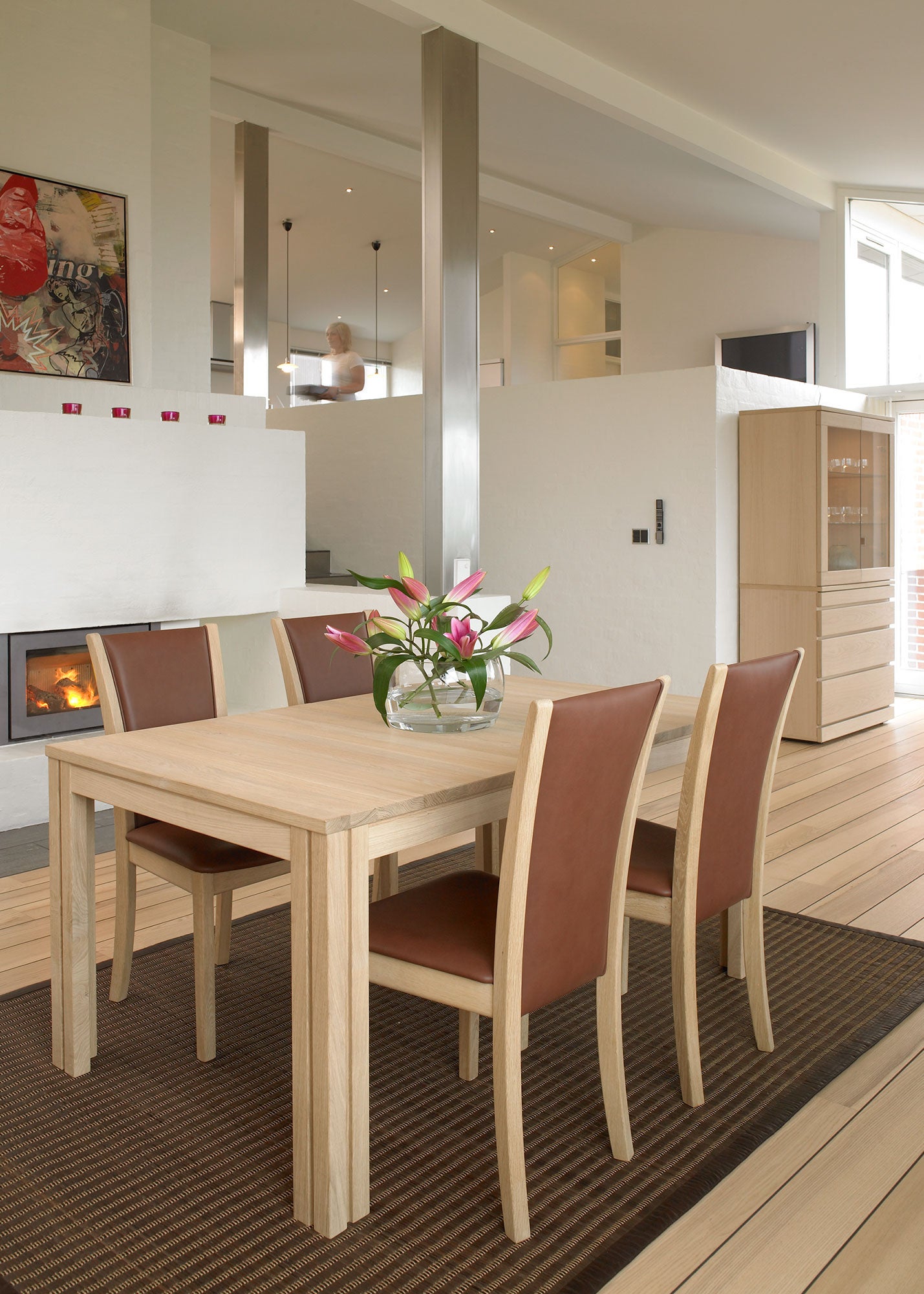 Sm23 Pöytä Massiivitammi Valkoiljytty 150-306(358)X90X73Cm