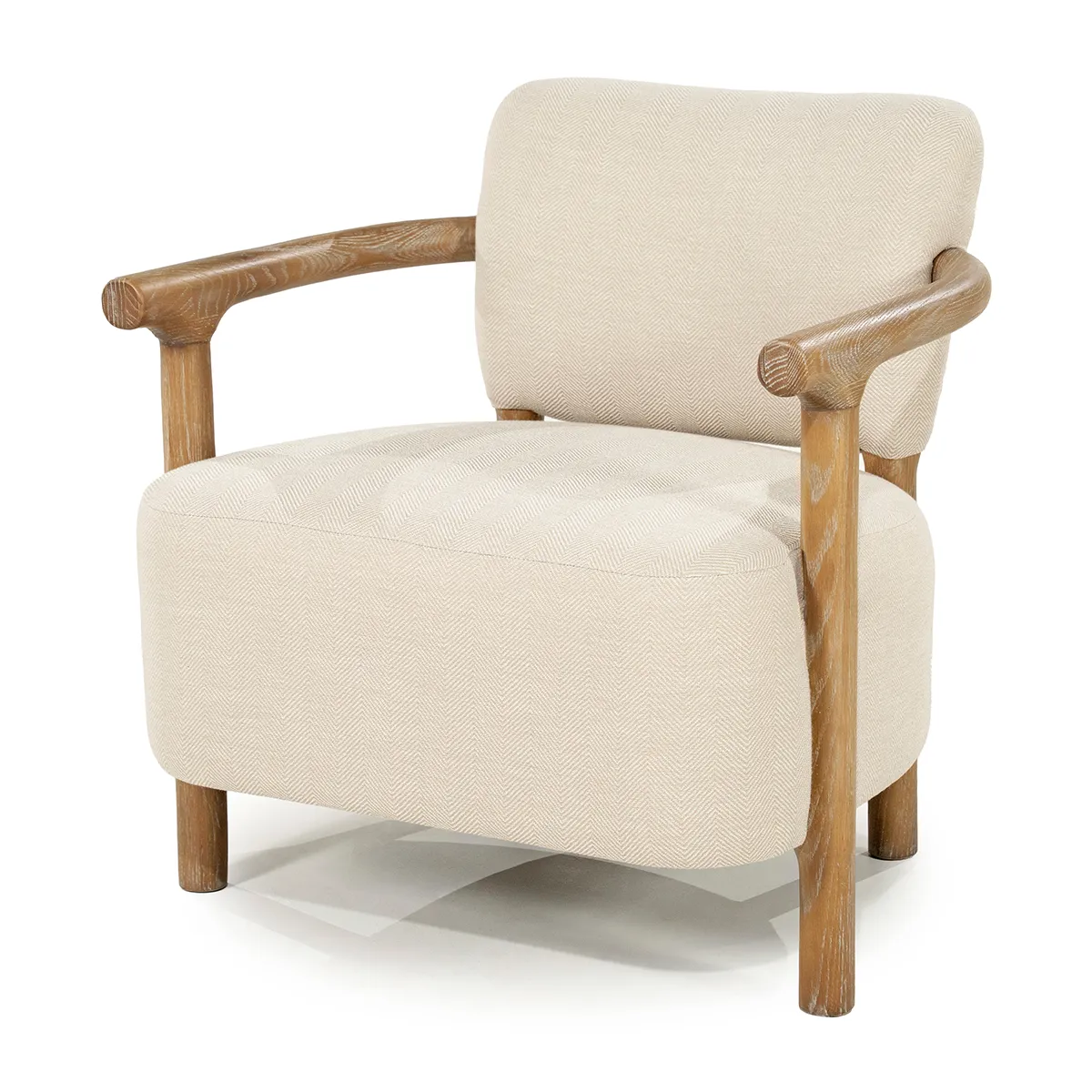Riviera Maison, Käsinojallinen nojatuoli saarnipuuta Glenn Herringbone Beige