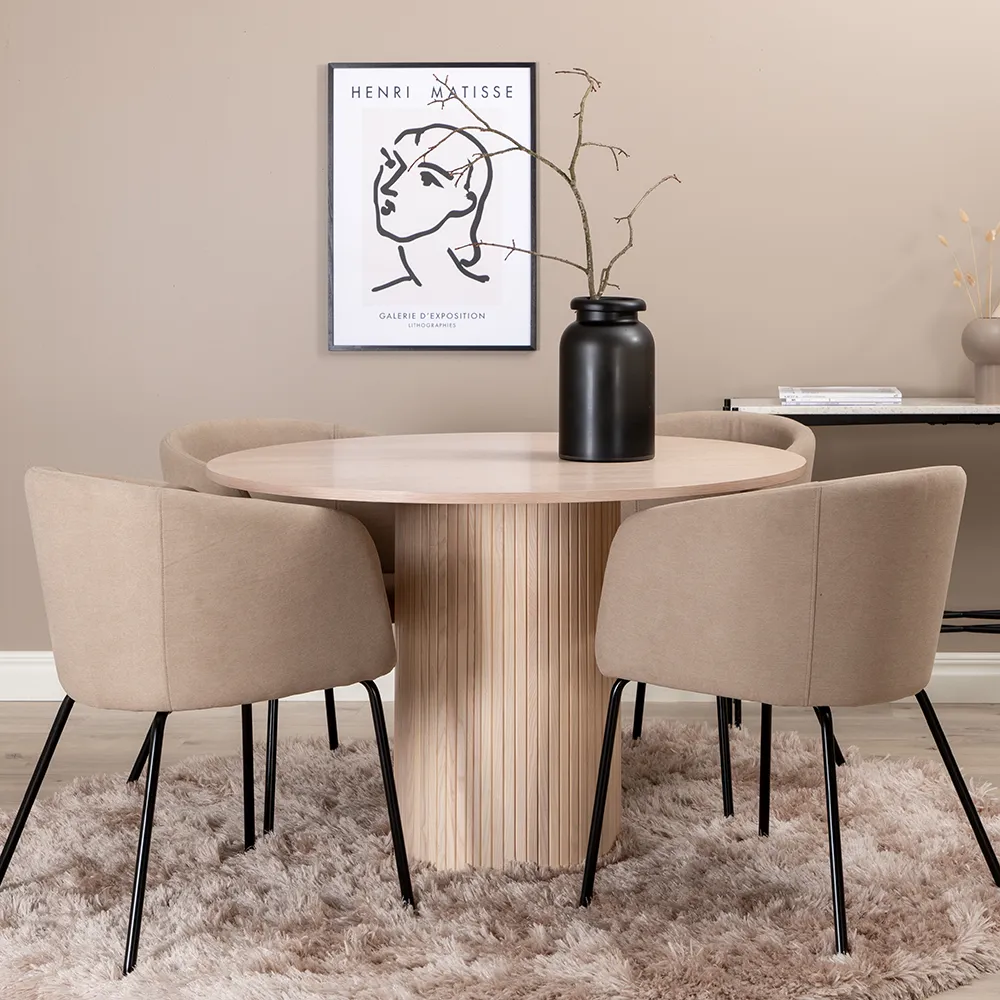 Bianca ruokapöytä Ø110 White Wash