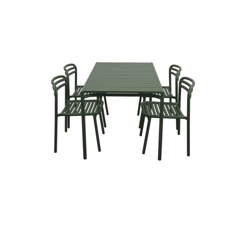 Bliss ruokapöytä sisältää neljä tuolia - Tummanvihreä alumiini