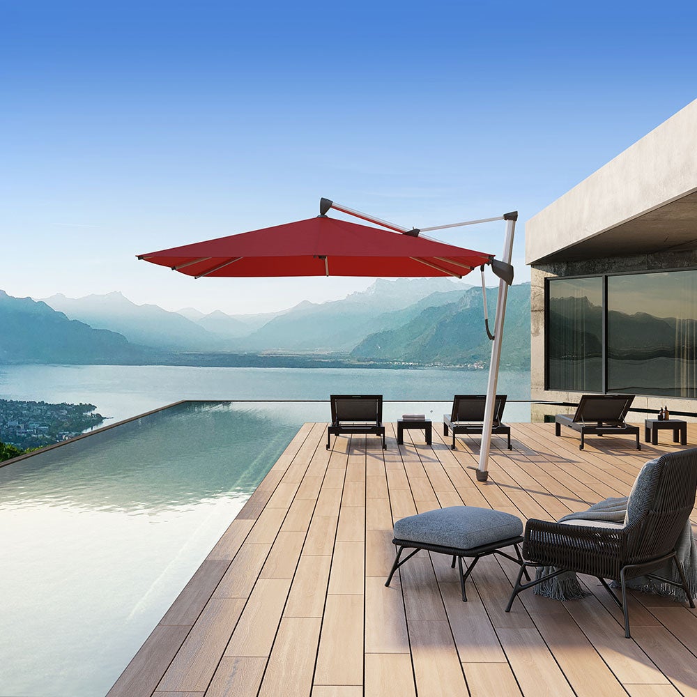 Sombrano S+ vapaasti riippuva aurinkovarjo 350 cm anodisoitu alumiini Cat.4 420 Smoke