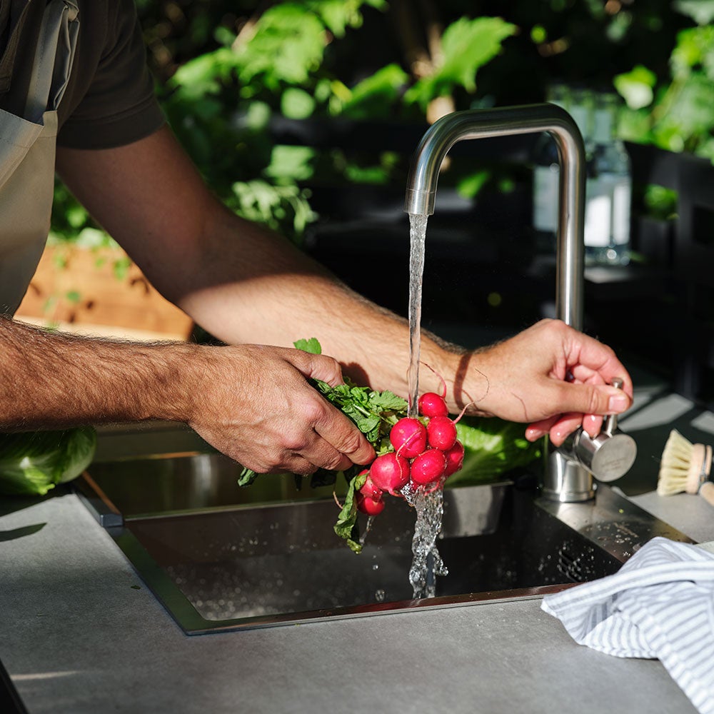 Fornax ulkokeittiö osa pesuallas/hana musta/harmaa Brafab