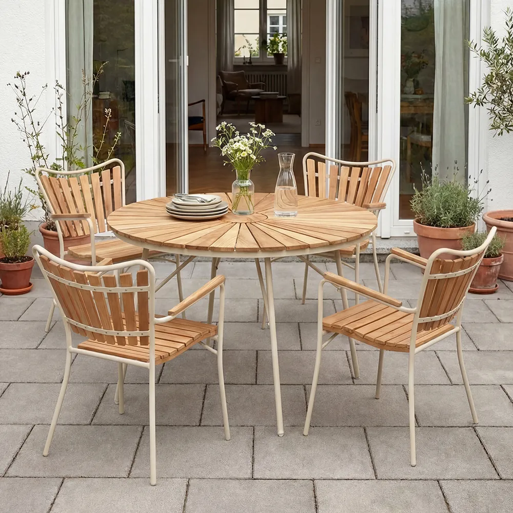 Ellen pöytä 110 cm hiekanharmaa / tiikki