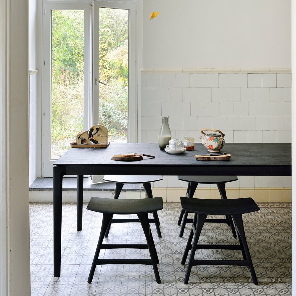 Bok Ruokapöytä 80x160 cm Musta lakattu tammi