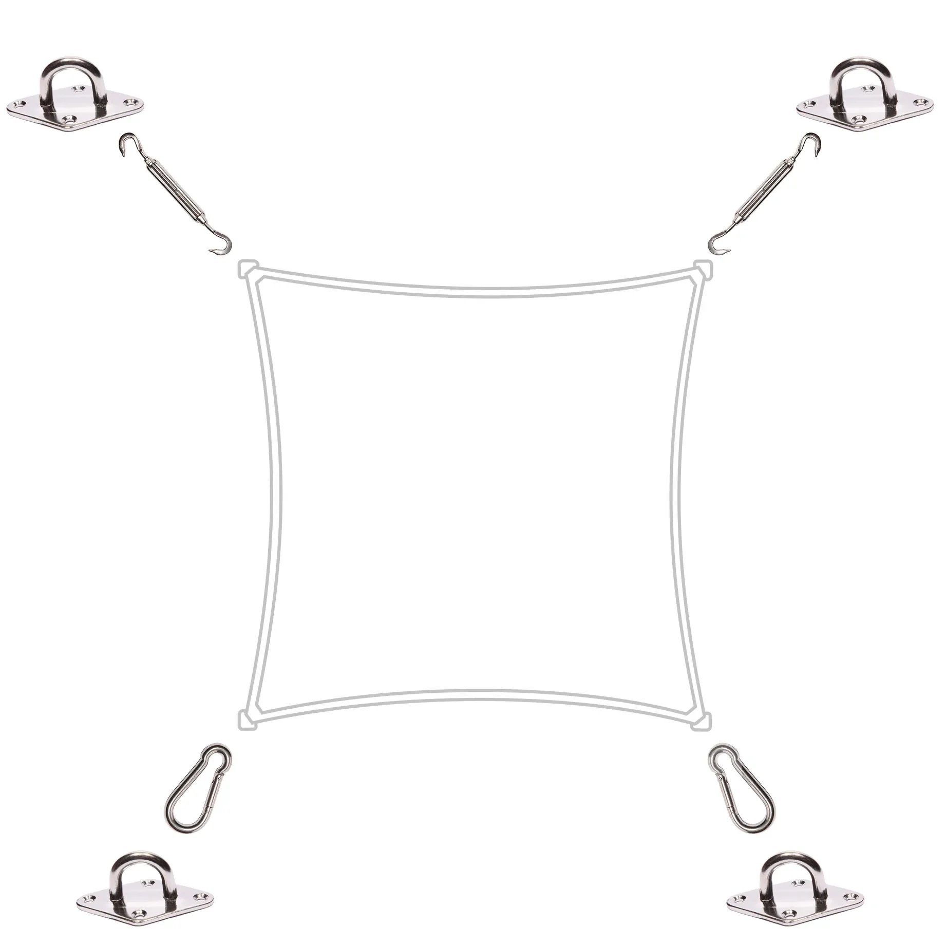 Asennussetti nelikulmaisia aurinkokatoksia varten