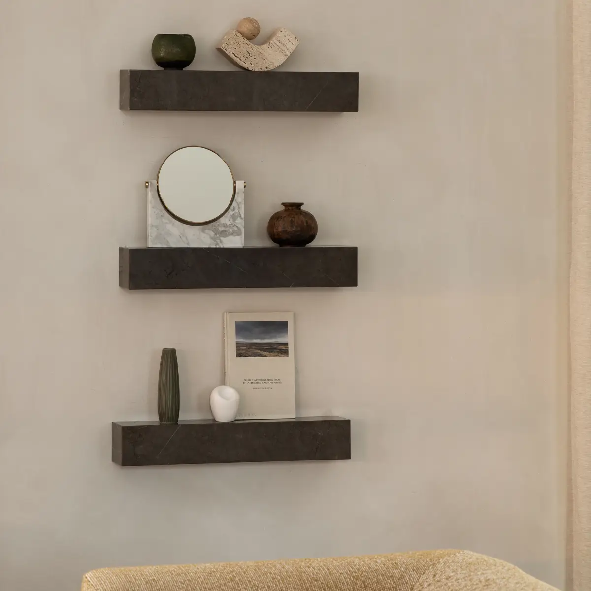Plinth-hylly, marmori, harmaa, Kendzo