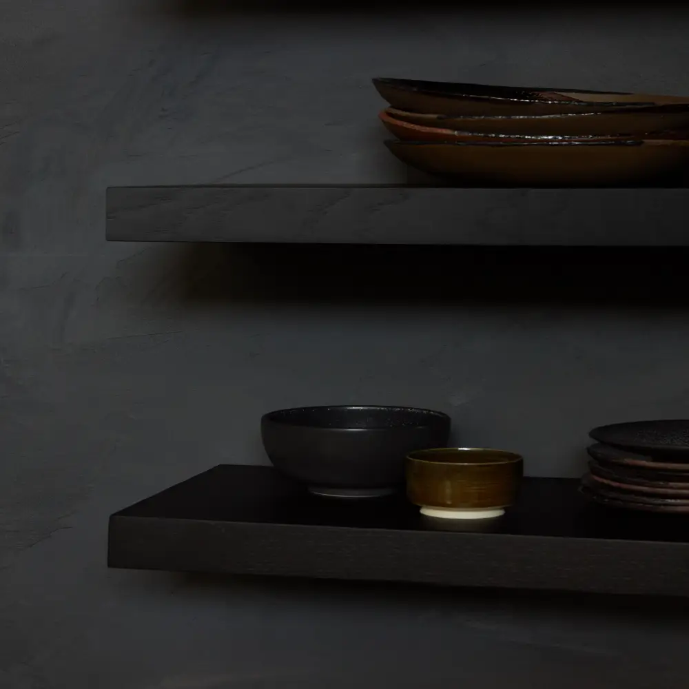  Seinähylly Mustaksi petsattua tammea 140x22 cm