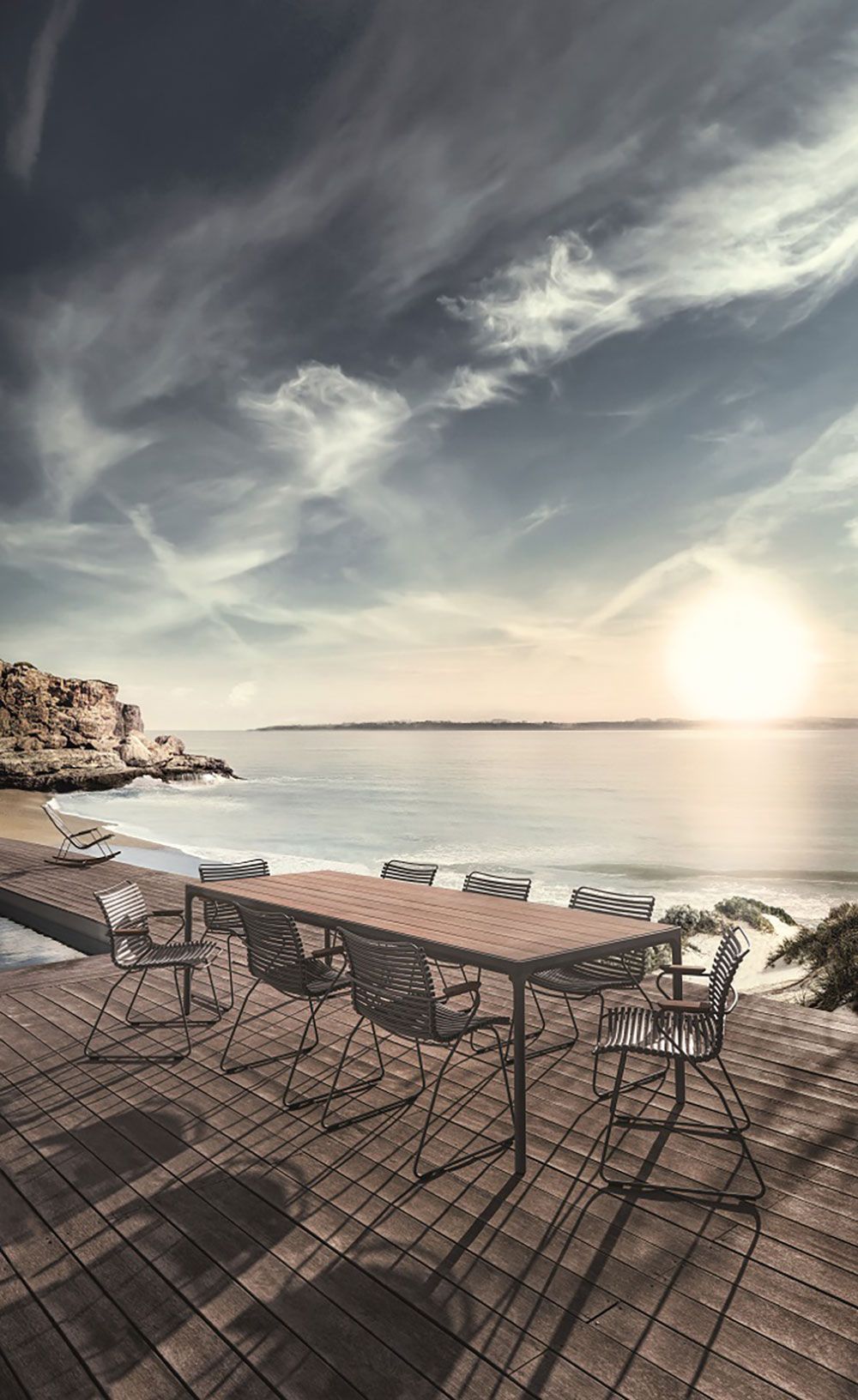 Four ruokapöytä 270x90 cm harmaa/bambu alumiini