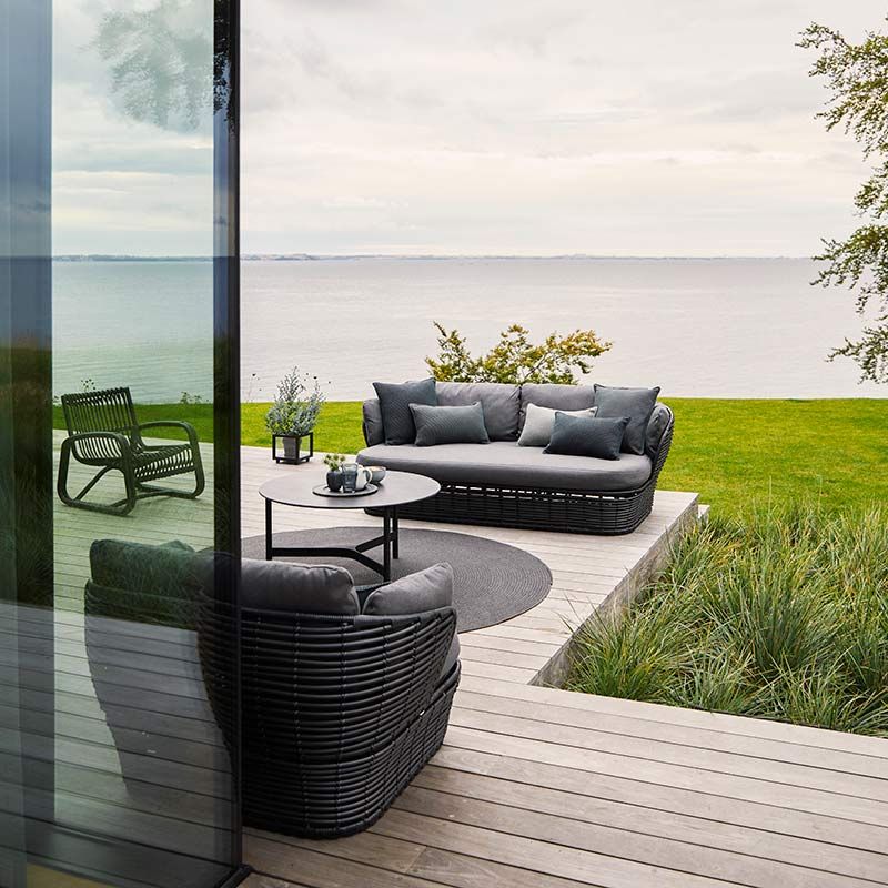 Basket loungesoffa Graphite konstrotting sis. harmaa Airtouch tyynysetit