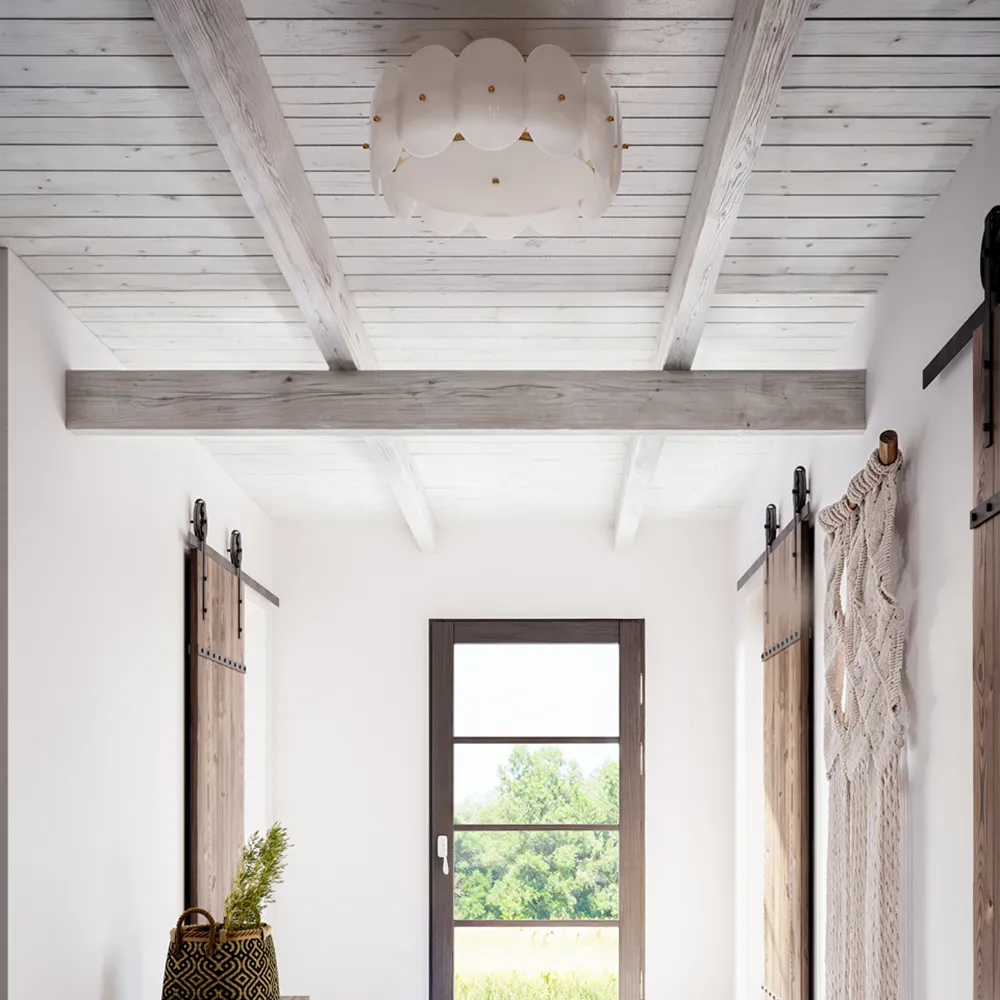 Omlott plafondi Ø53cm messinki/valkoinen