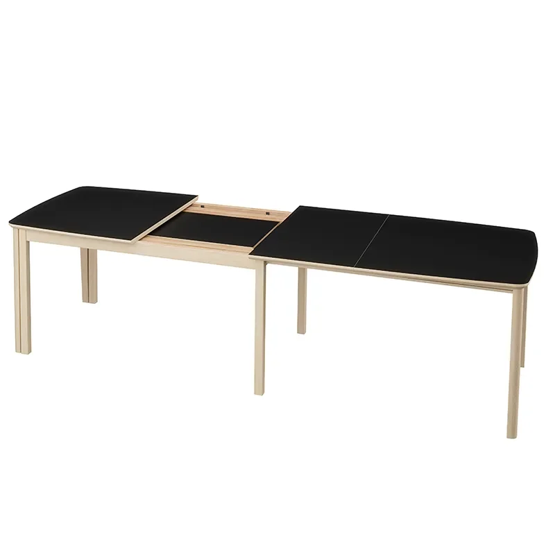 SM107 Ruokapoyta 101x160-316-368 cm Valkoinen oljytty tammi - Musta nanolaminaatti