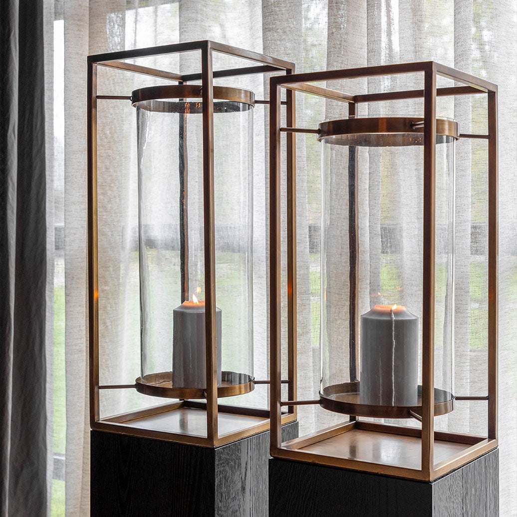 Sonoma kynttilälyhty pieni Brass Antique Artwood