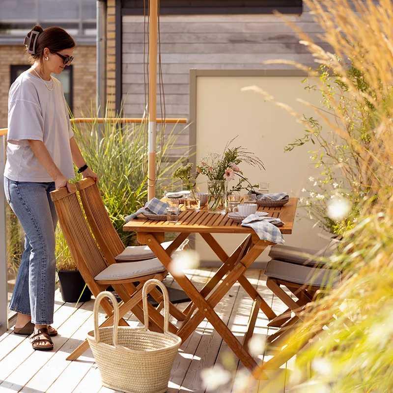 Turin ruokapöydän tuoli luonnonvärinen tiikki Brafab