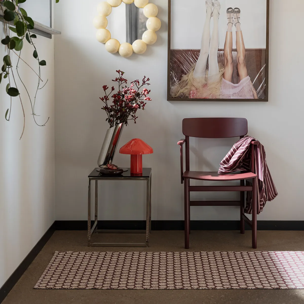 Käännettävä Muovimatto MIMI Burgundy/Cream 180x260 cm
