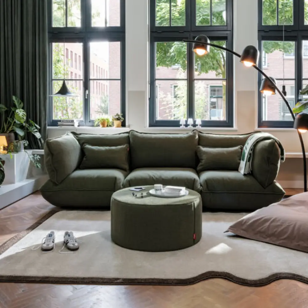 sumo sohvan kulmaosa boucle recycled leaf green