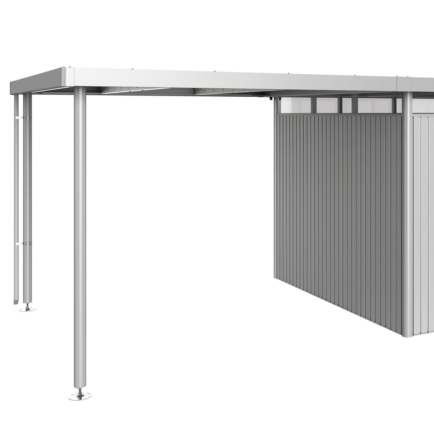 Highline sivukatos puutarhavarasto koko h4 metallic hopea