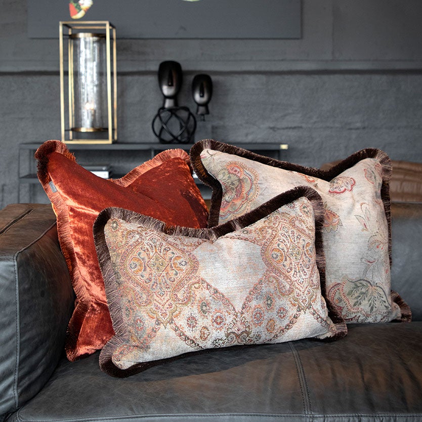 Miralago Paisley Taupe tyynynpäällinen Fringe 60 x 60 Artwood