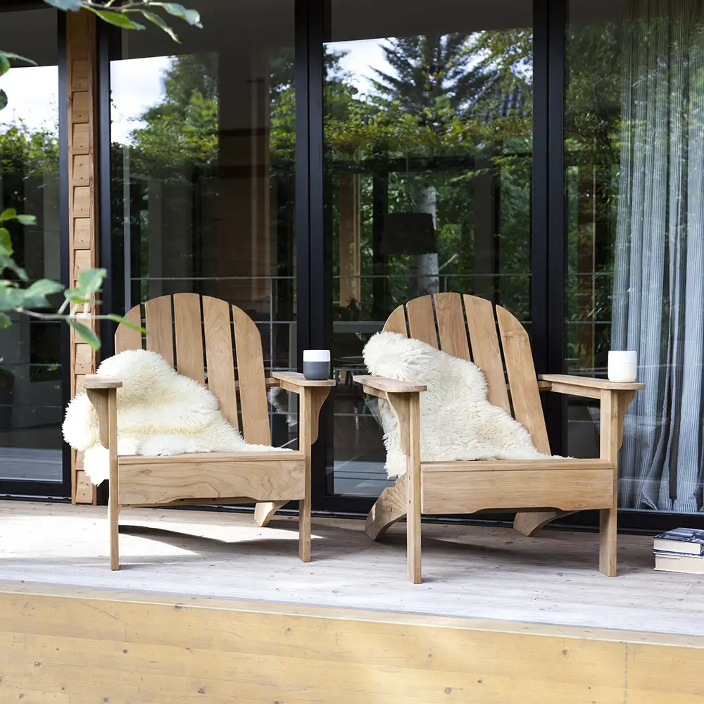 Adirondack nojatuoli jakkara tiikki 