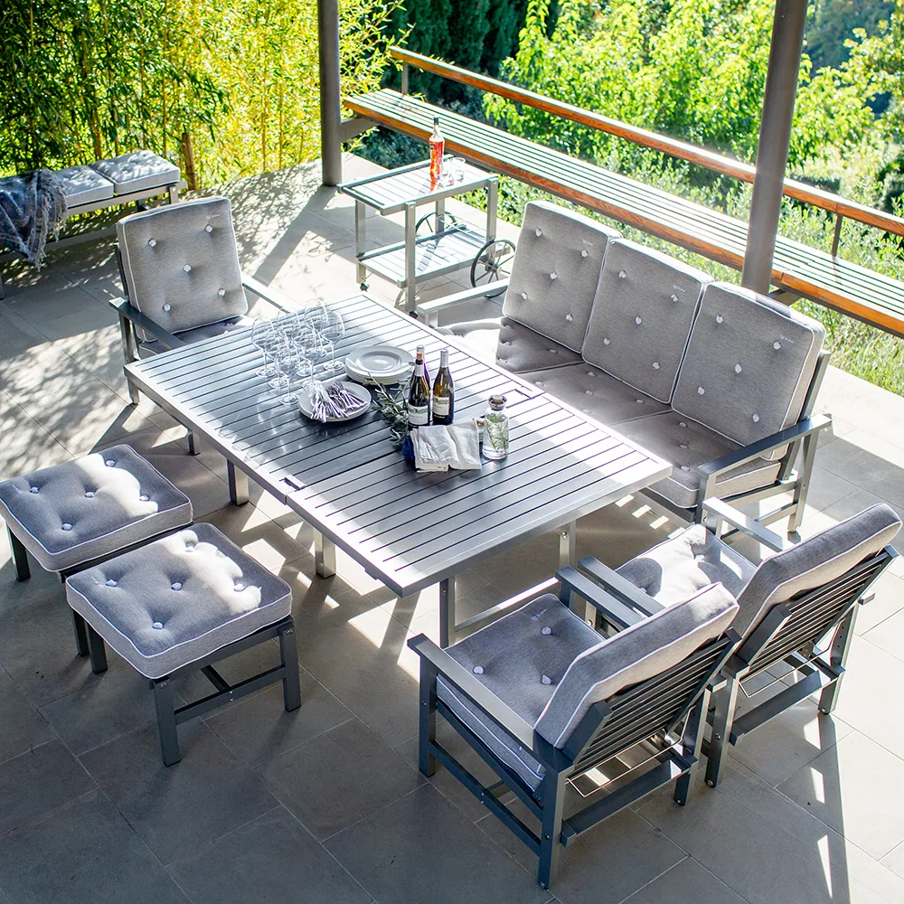 80x142cm pöytä Alumiini harmaa 