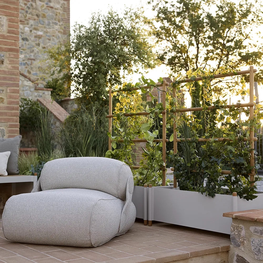 Sticks planter 103x58 cm jalustan kanssa Teak/Sand