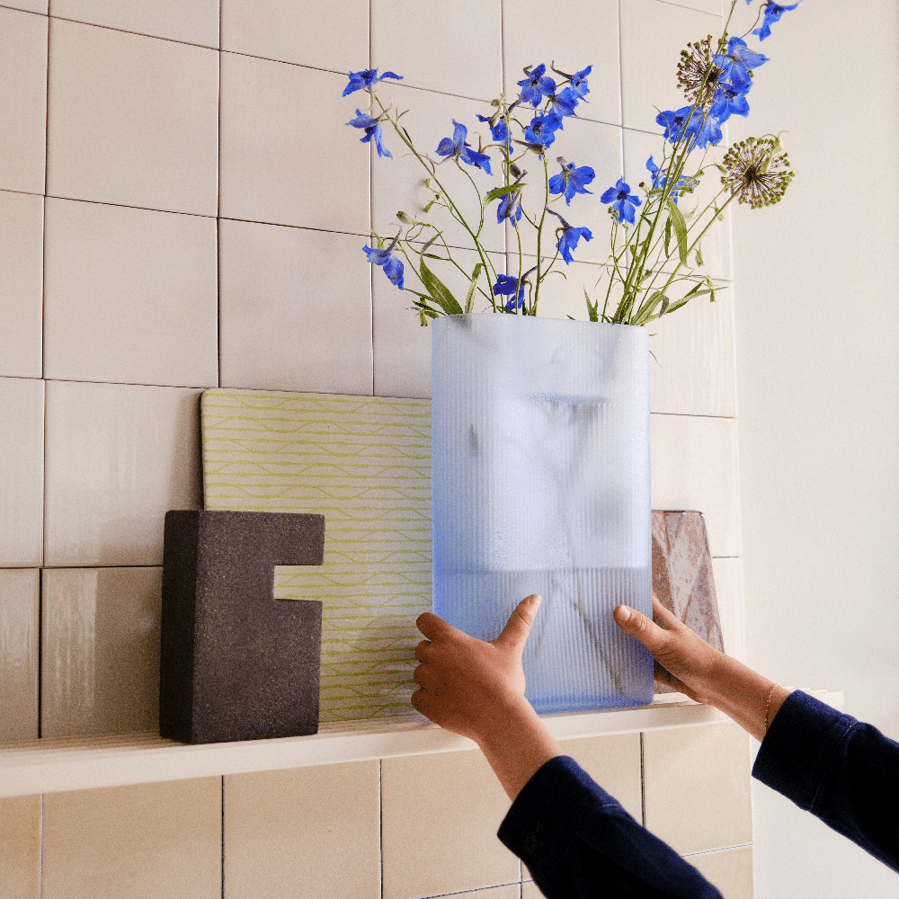 Ridge Maljakko H: 35 cm Light Blue Frosted