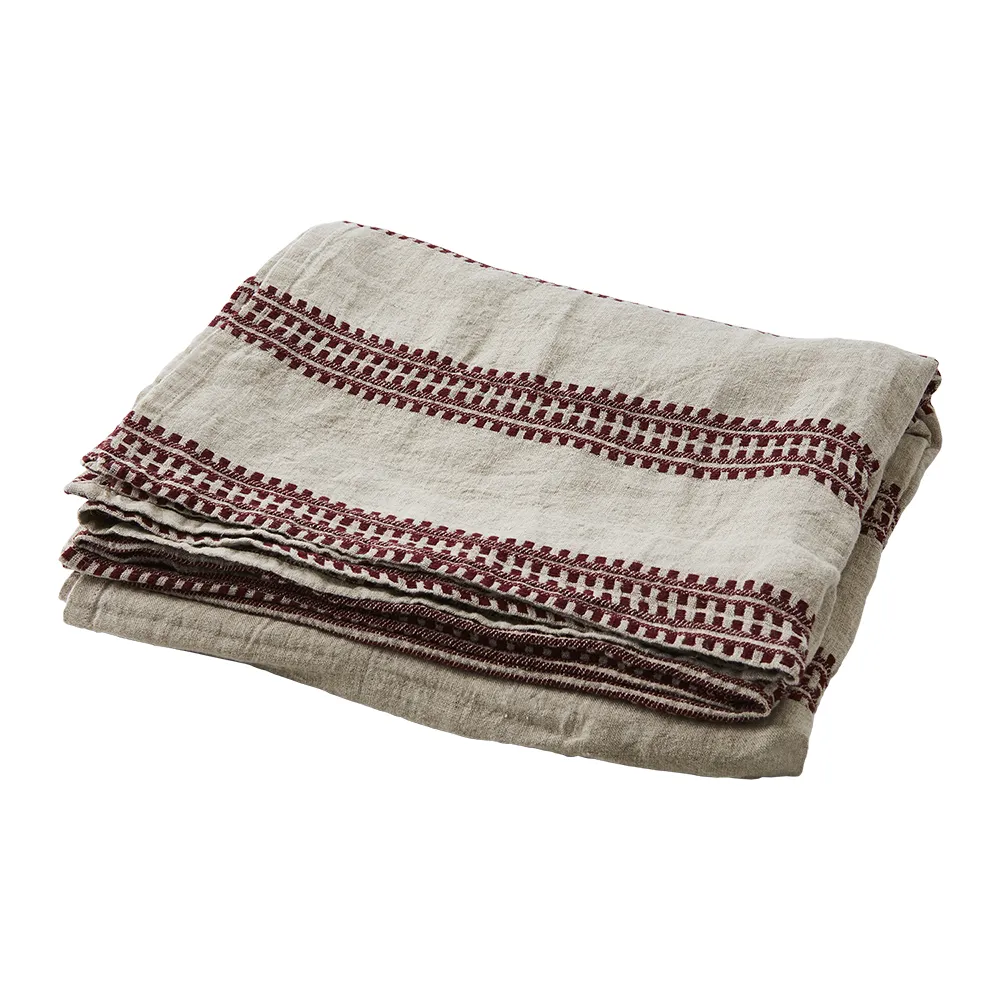 Affari of Sweden, NOEL Pöytäliina punainen/pellavaharmaa 350x140 cm