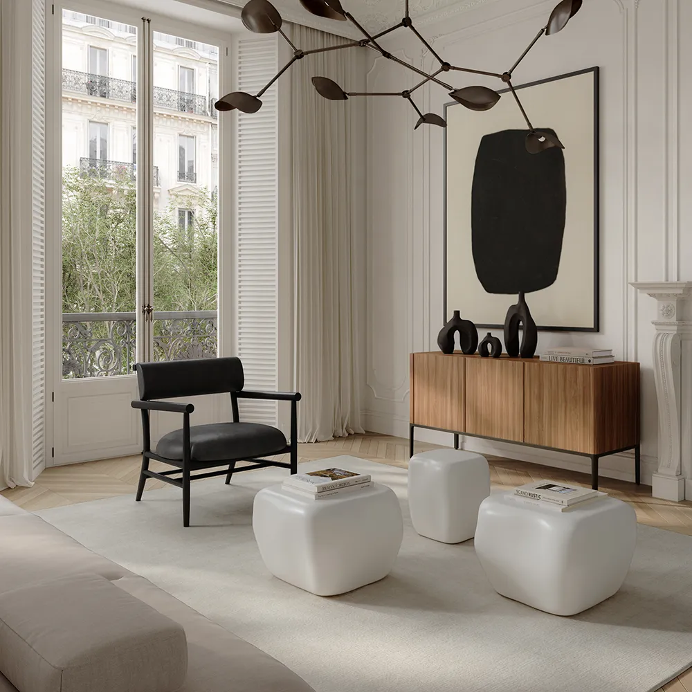 Nama Lounge -nojatuoli - Aniliininahka musta