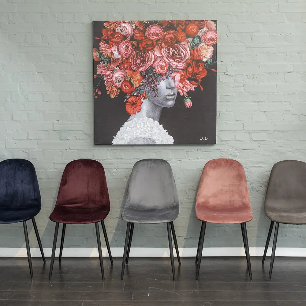 Thea Ruokapöydän tuoli sininen sametti 4 kpl