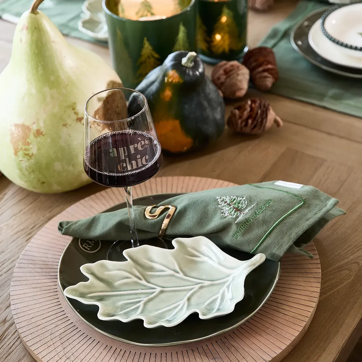 Lautanen Autumn Leaf 23,5x13,5 cm Green