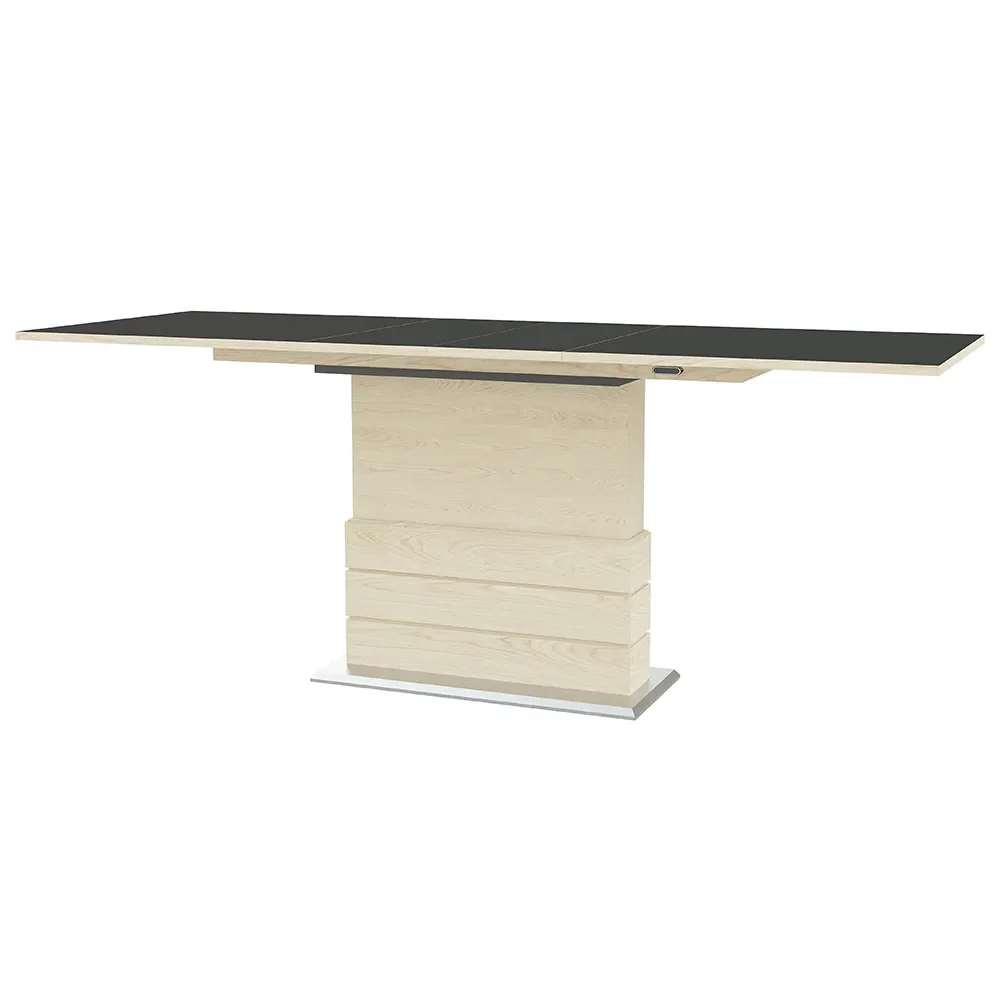 Sm30 Ruokapöytä 100X200-280 Cm Valkoiljytty tammi / Musta laminaatti