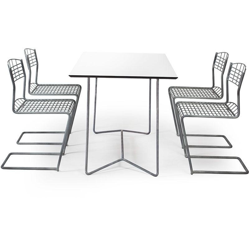 High Tech pöytä 70 x 110 cm kuumasinkitty. Grythyttan Stålmöbler