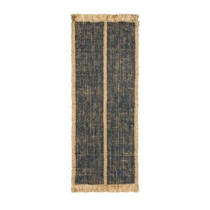 Athens Käsin kudottu juuttimatto 80x200 cm- Natural/Ink Blu