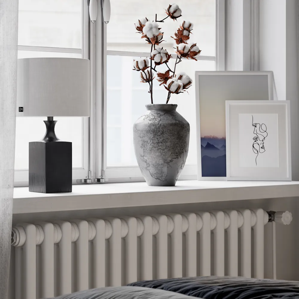 Woody pöytävalaisin K: 42cm musta/valkoinen