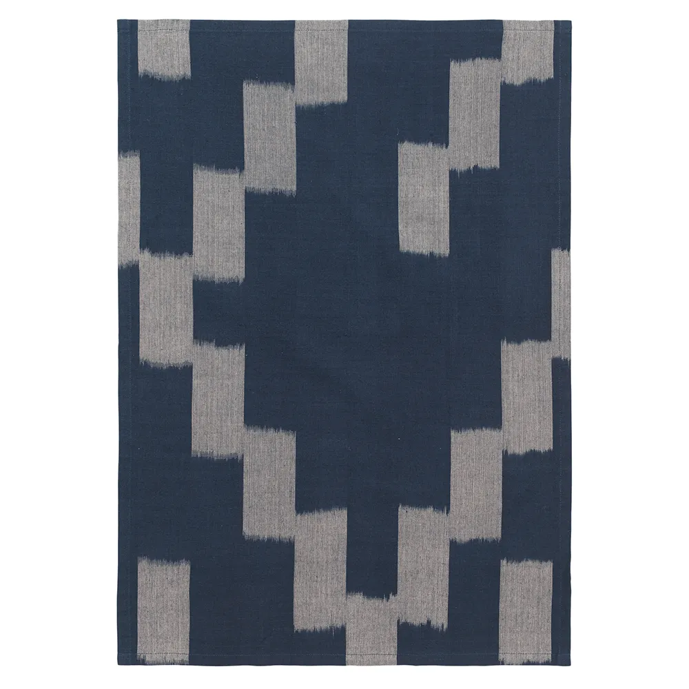 Ferm Living, Ikat Teepyyhe - Ink Blue/Parchment