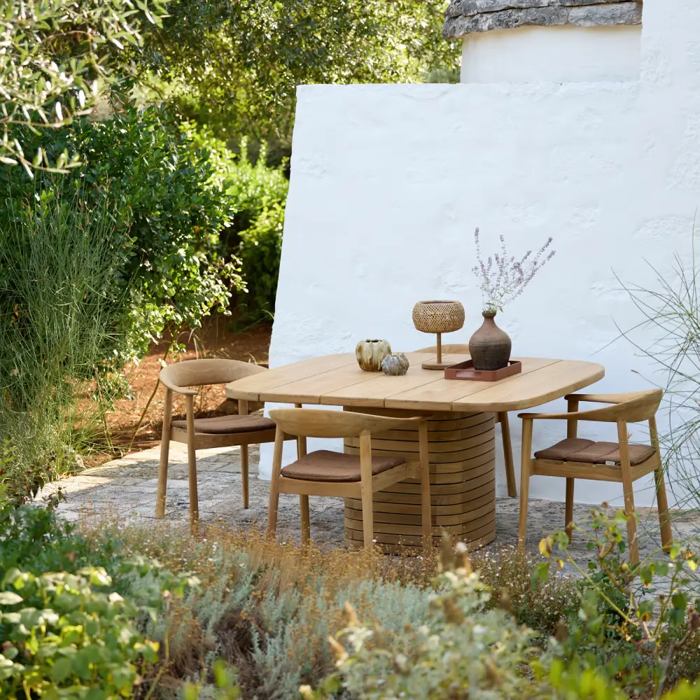 Mellow matbordrunko kvadratisk f/bordsskiva 144x144 cm Teak