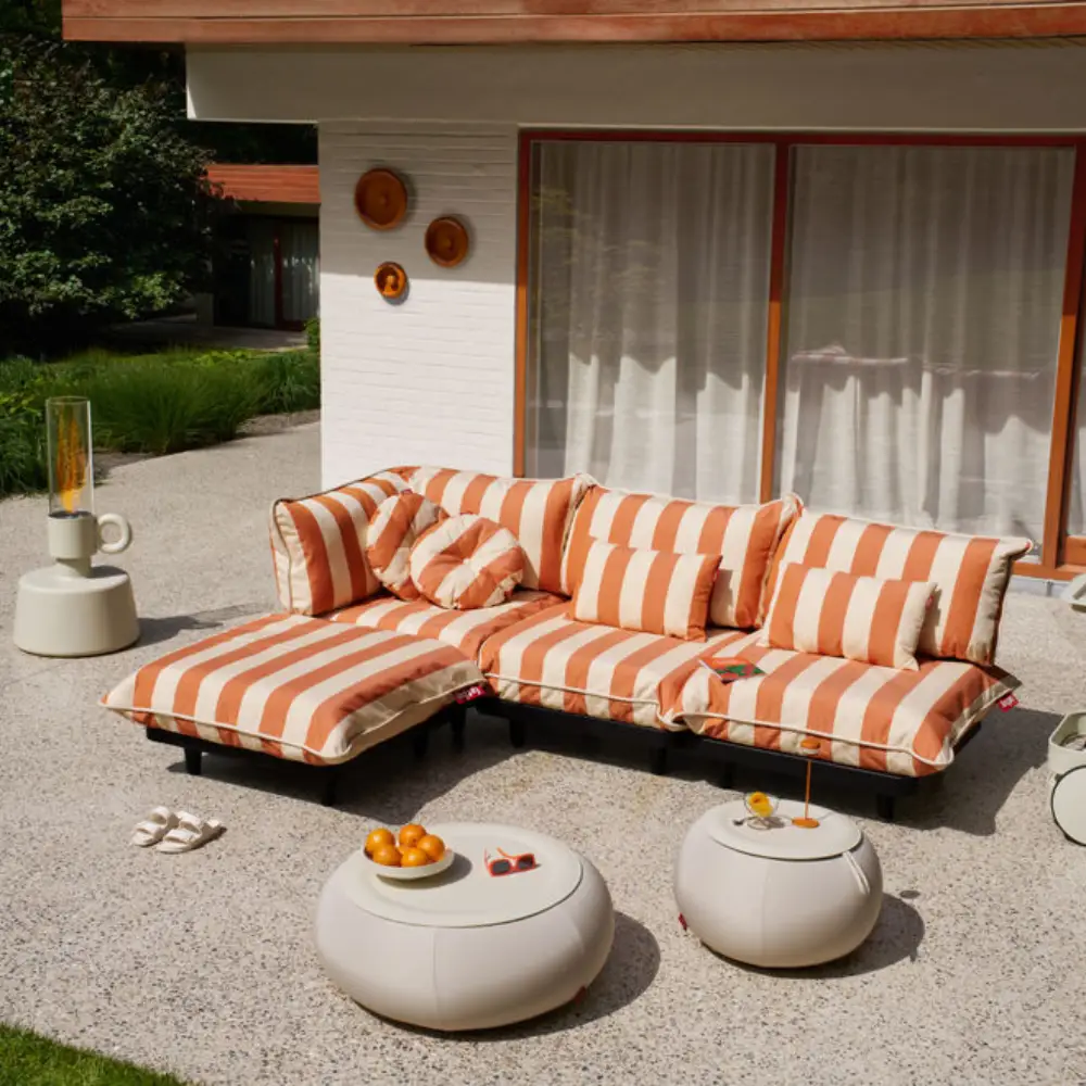  Paletti-kulmakappale left raidallinen oranssi kermanvärinen