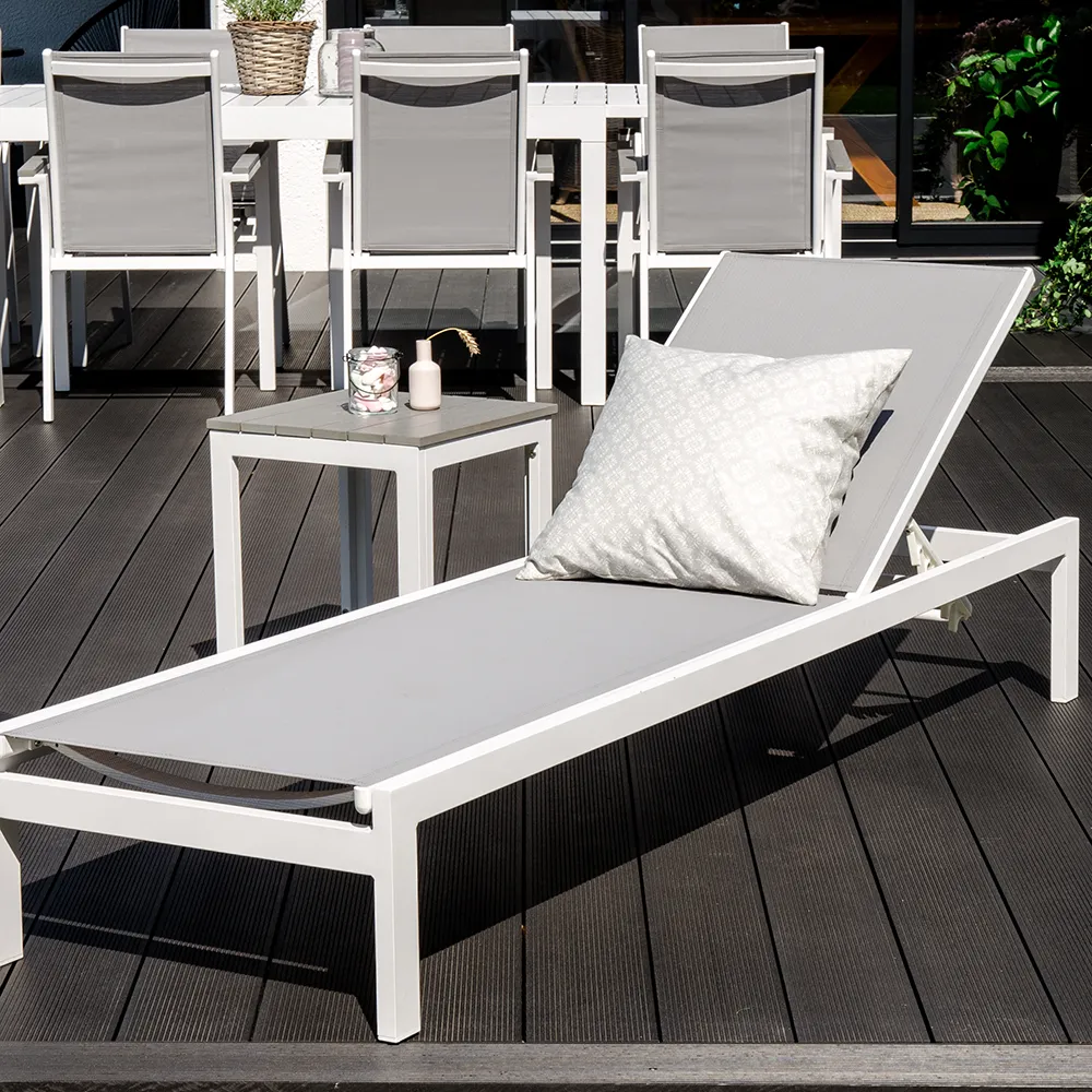 Copacabana aurinkotuoli valkoinen/harmaa 2 kpl