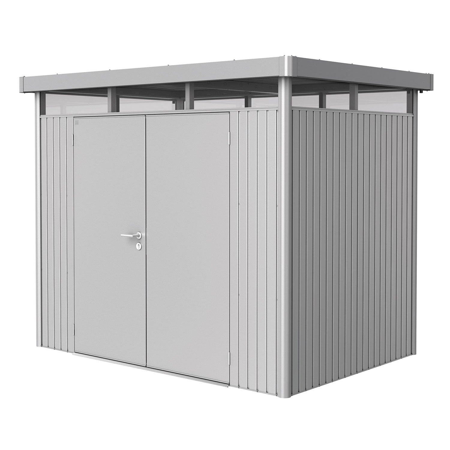 Highline puutarhavarasto dubbeldörr koko h2 metallic hopea