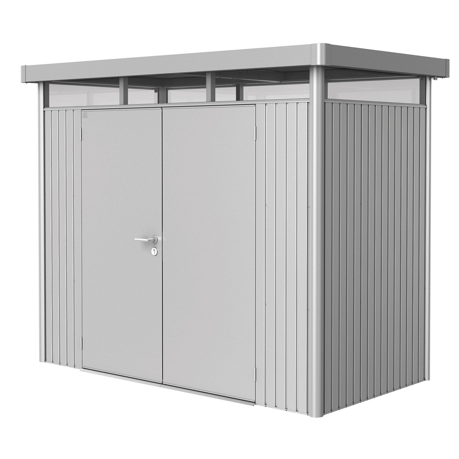 Highline puutarhavarasto dubbeldörr koko h1 metallic hopea