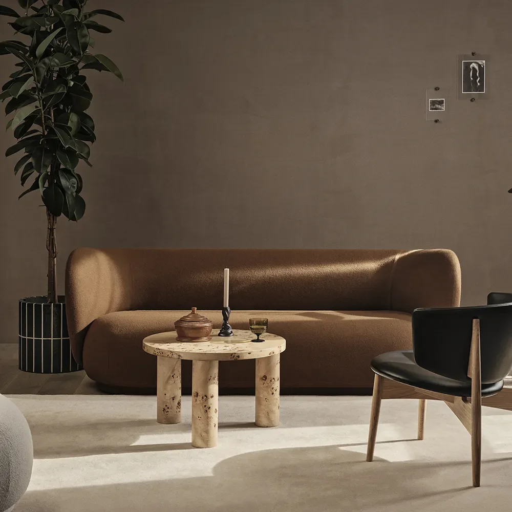 Post Sohvapöytä Ø65 cm - Poplar Burl Veneer