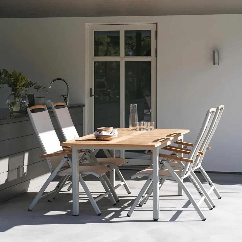 Lyon Ruokapöytä 95x152-210cm - Vaaleanharmaa/Tiikki