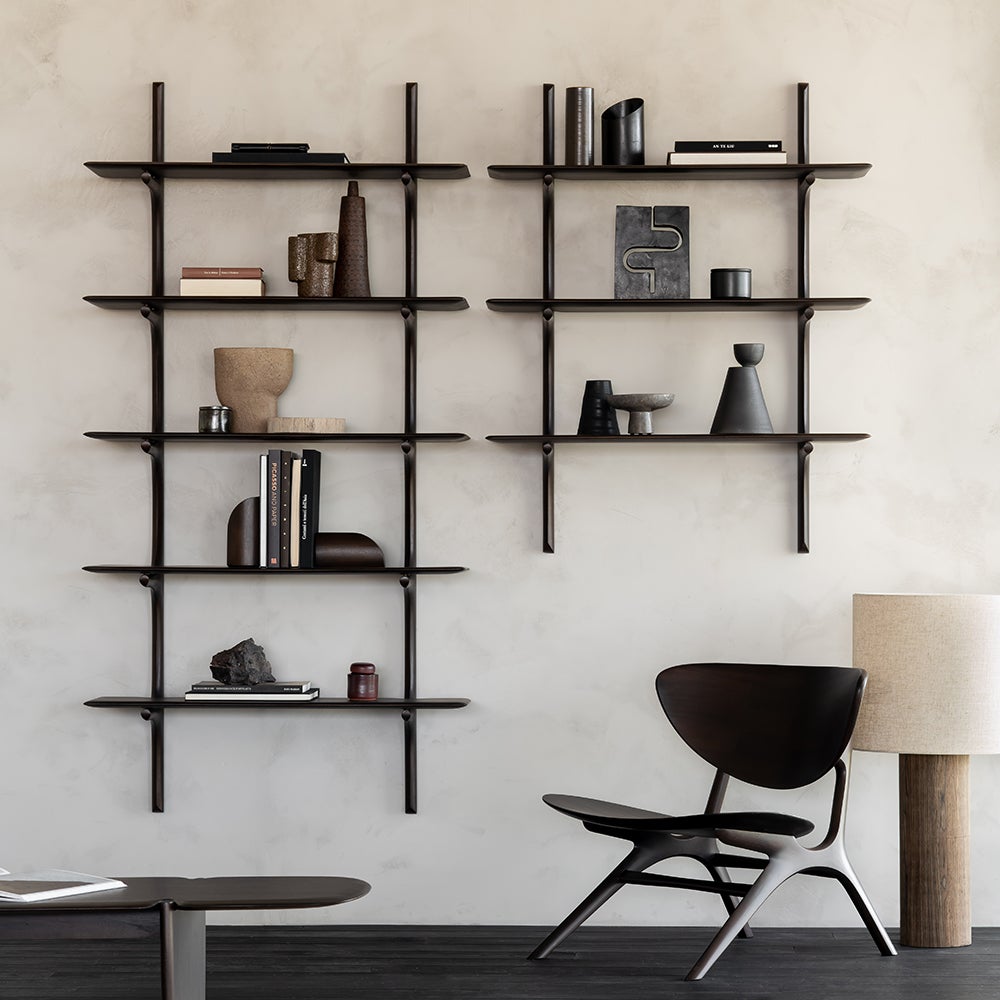 PI Seinähylly Mahogany dark brown 5 hyllyjä