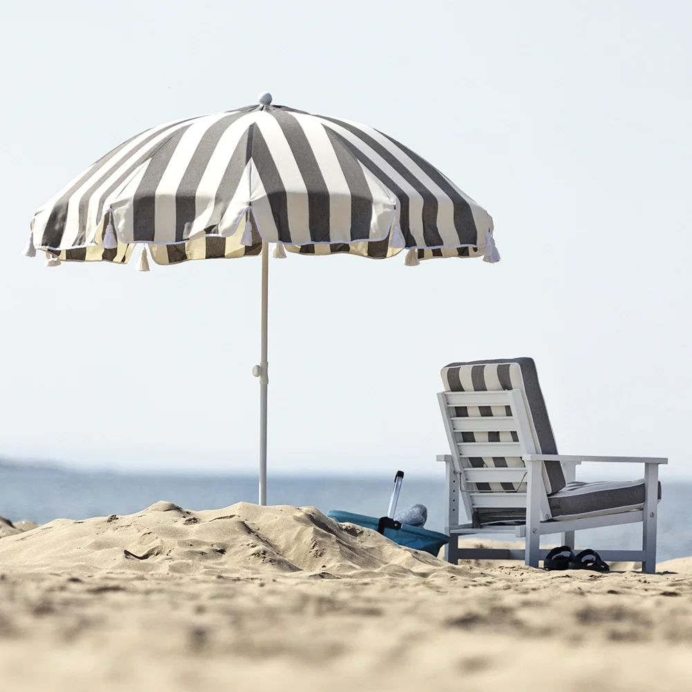 Aurinkovarjo 220 cm tupsuilla brown-striped 36