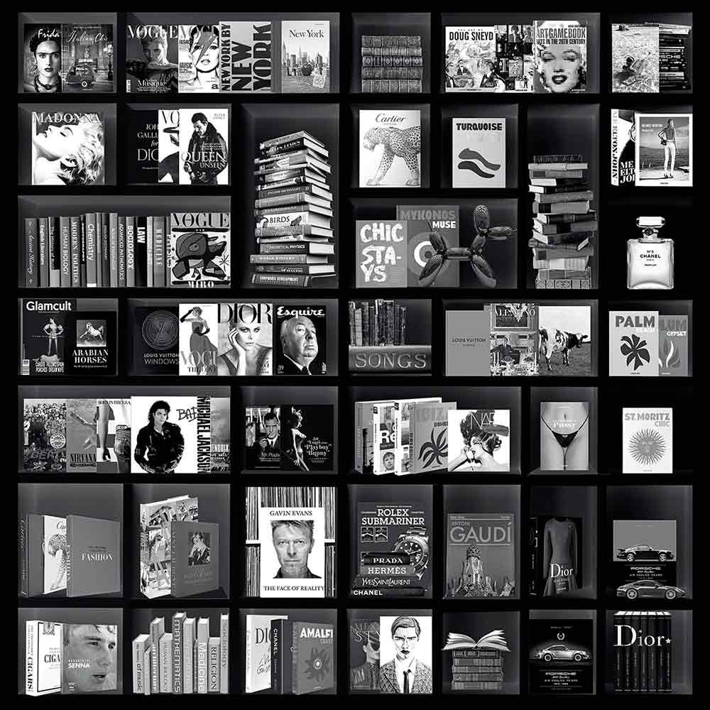 Seinäkoriste Book Case Fashion Black 100 x 100 cm Artwood