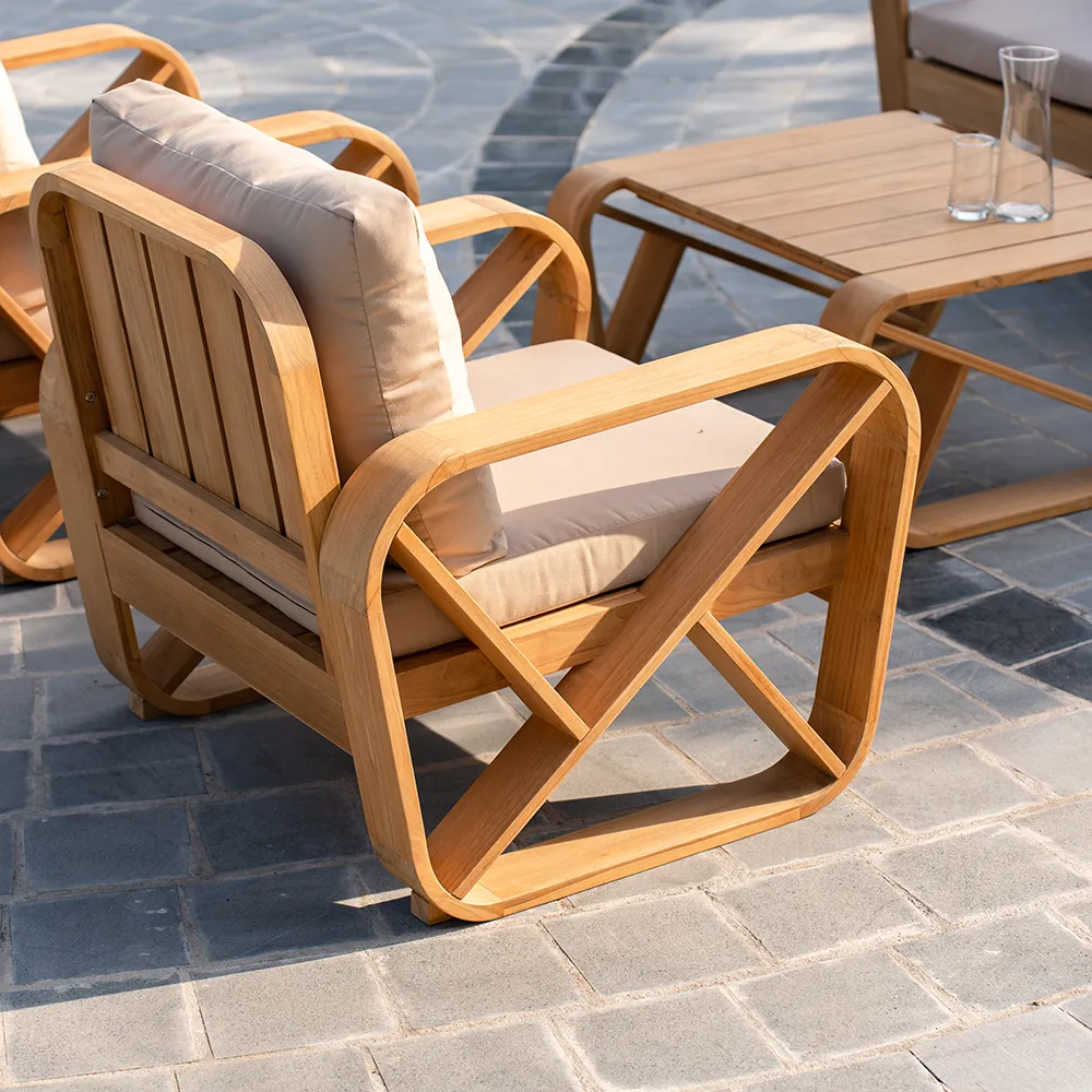 Bålamöllan lounge-tuoli sis. tyynyt sininen