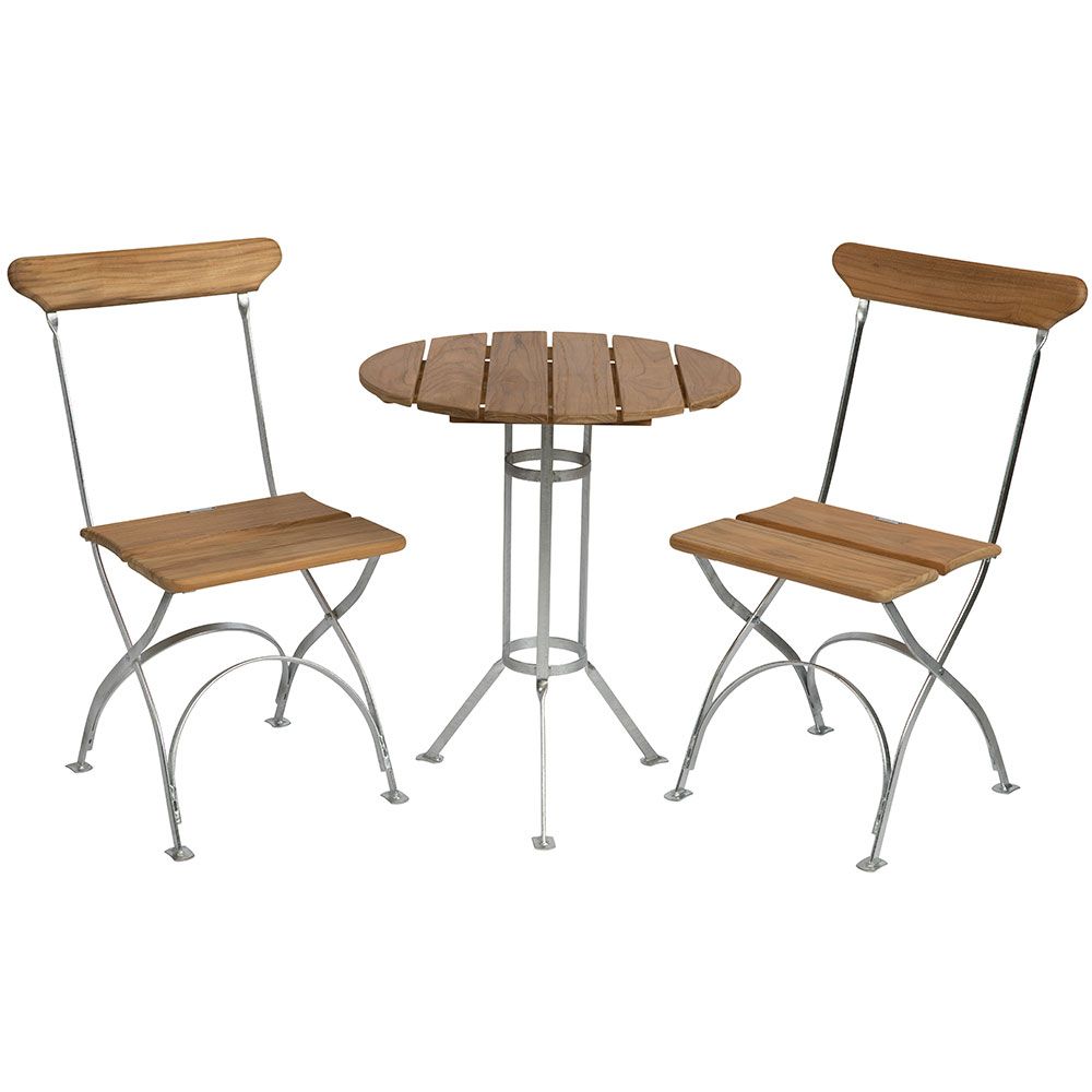 Grythyttan Stålmöbler kahvilapöytä ja tuolit valkoinen