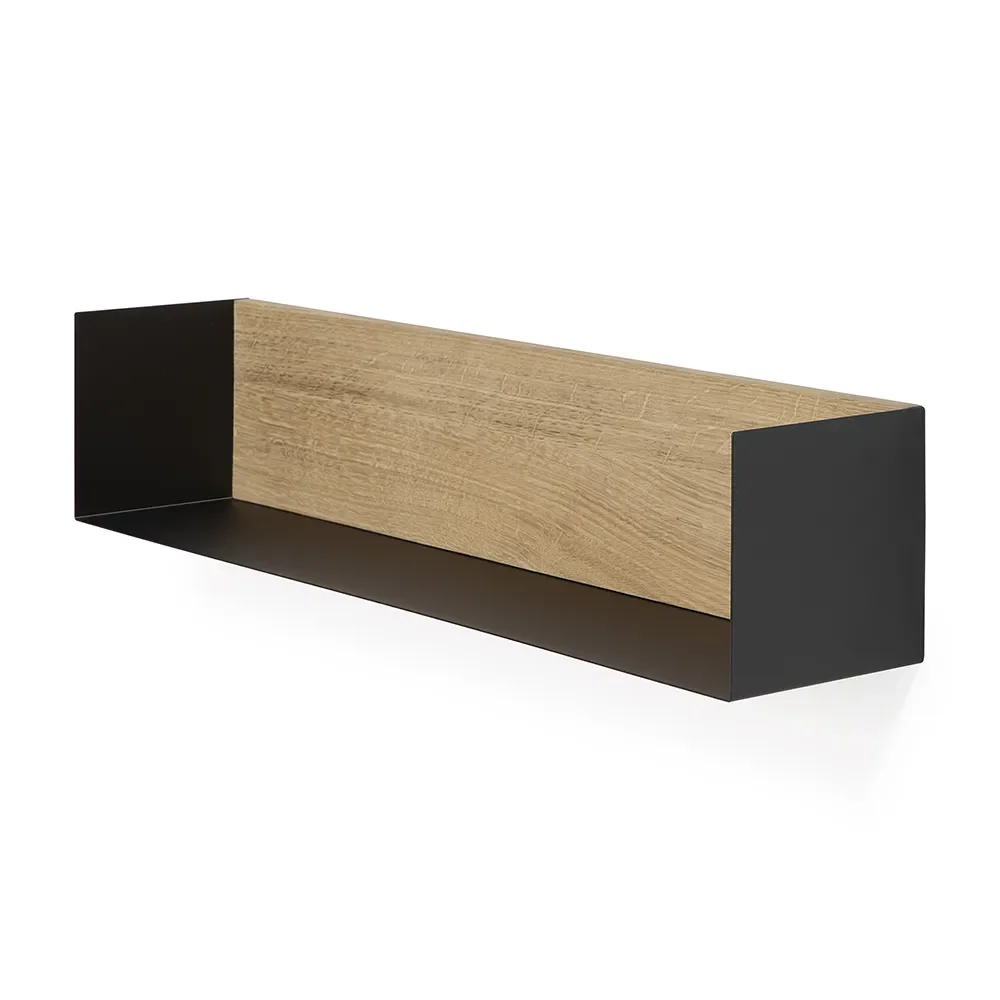  U shelf 70x15 cm tammi/musta metalli