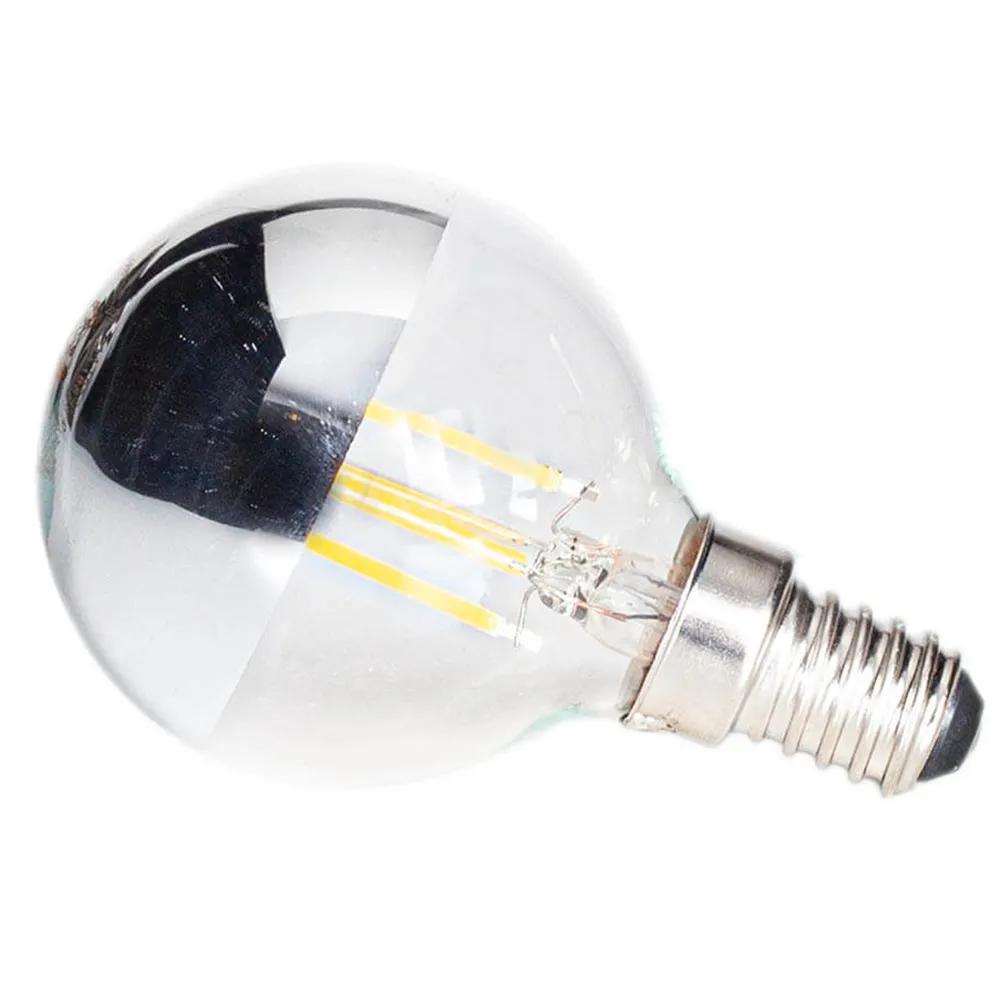 E14 4W 2700K himmennettävä ylhäältä peilikuvioitu pallo 