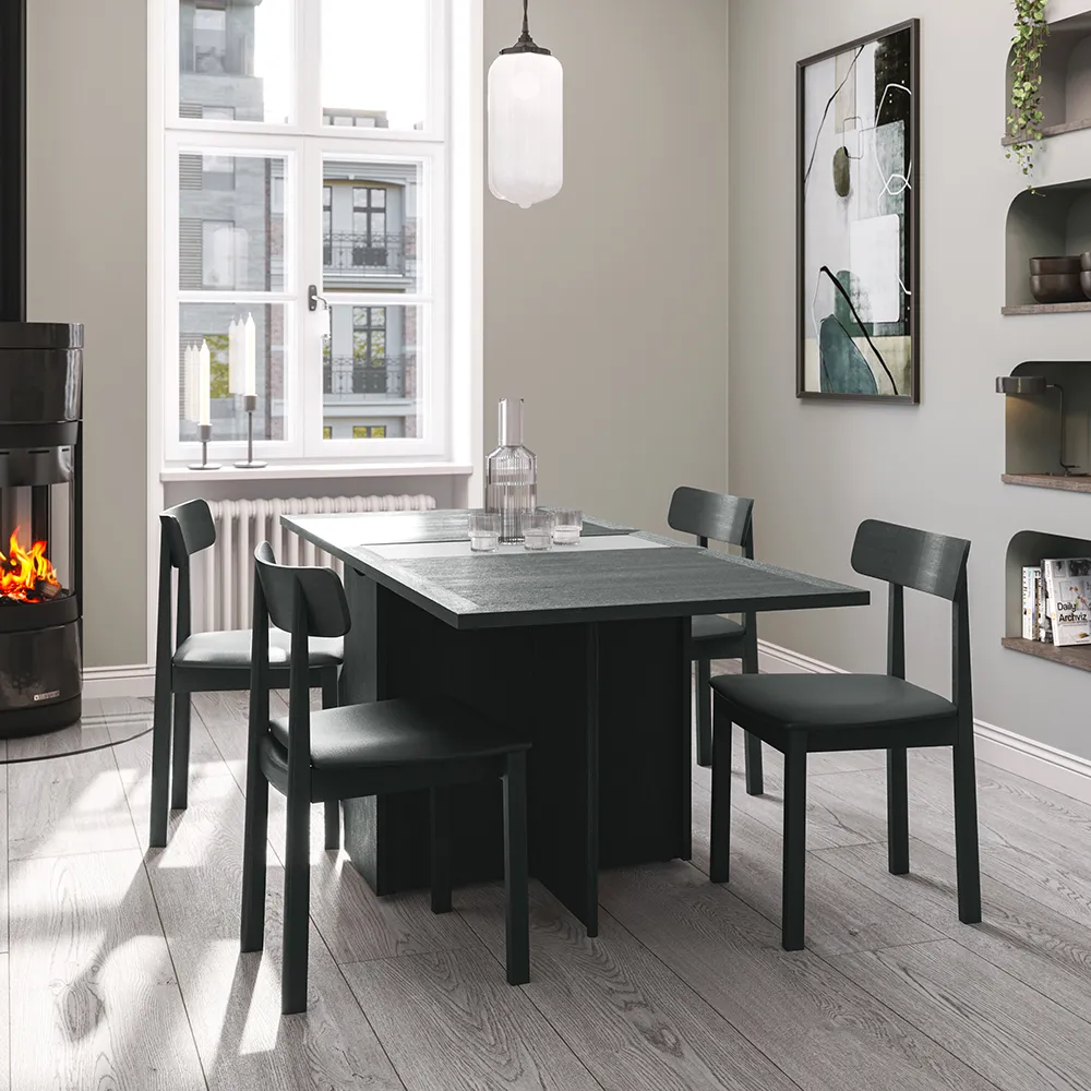 Sm101 Pöytä Mustaksi lakattu tammi 80-109(178)x40x74 cm